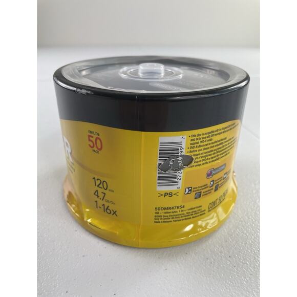 Sony DVD-R 50 Pack 4.7 GB 120 Min Blank Media Disc 1x-16x New Sealed - Picture 5 of 8